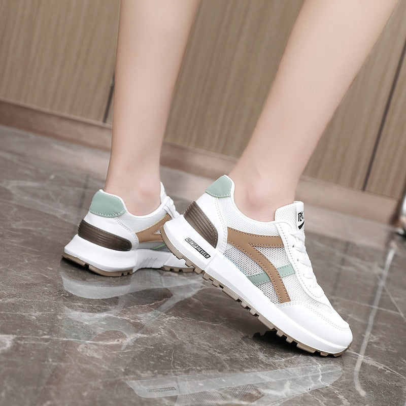 Shoes for Women Sneakers 2025 Spring Girl New Street Fashion Leather Casual Sport Running Shoes Flat Skateboard Shoes