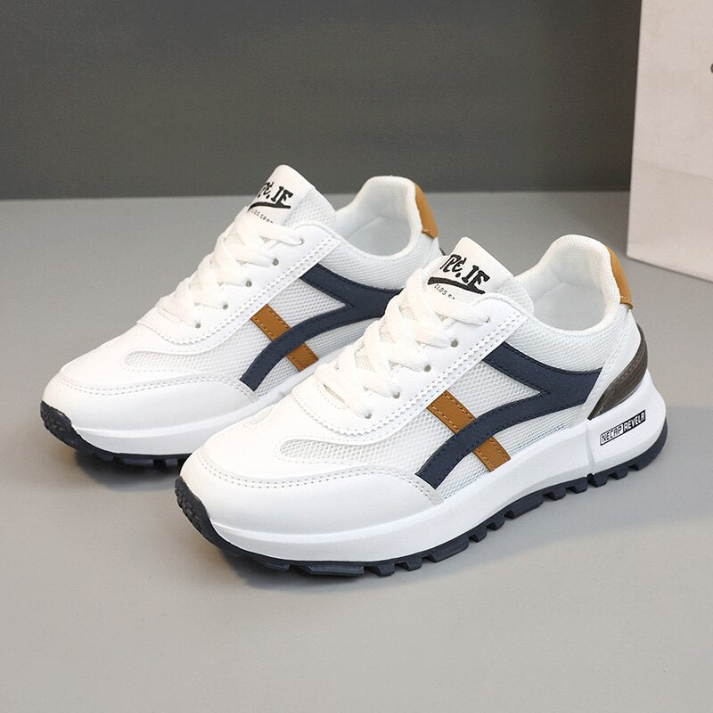 Shoes for Women Sneakers 2025 Spring Girl New Street Fashion Leather Casual Sport Running Shoes Flat Skateboard Shoes