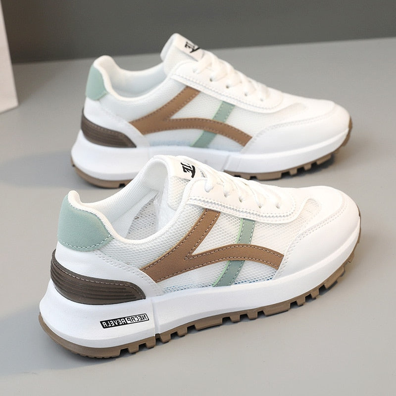 Shoes for Women Sneakers 2025 Spring Girl New Street Fashion Leather Casual Sport Running Shoes Flat Skateboard Shoes