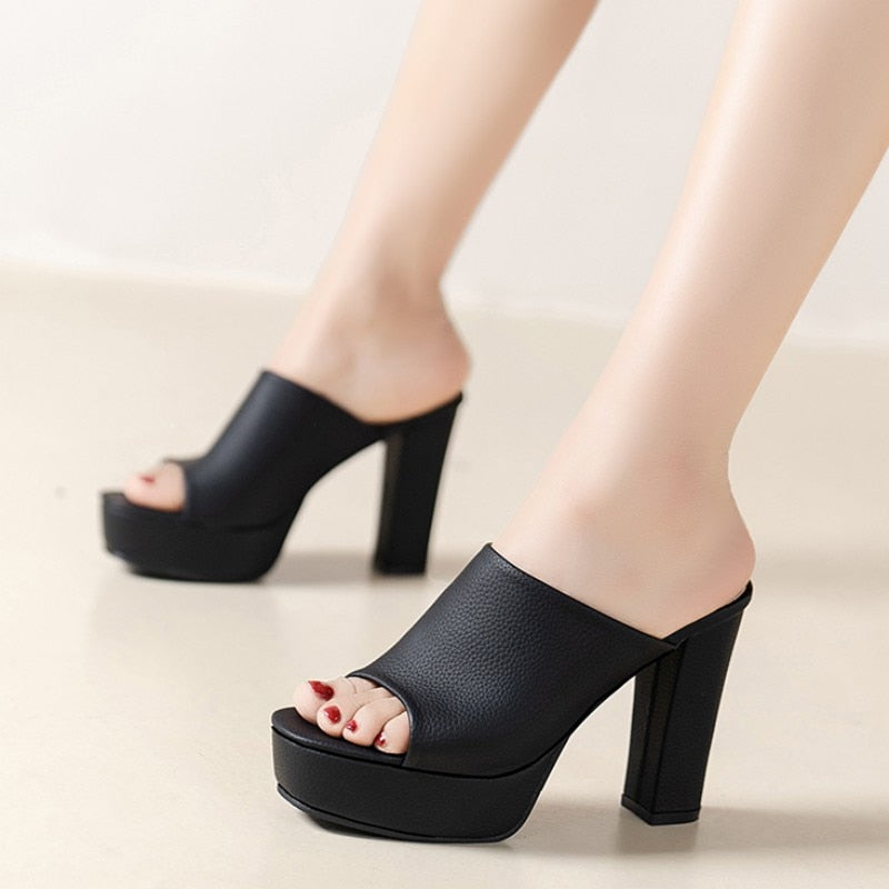 Platform Sandals Women's High Heel Slippers Summer Shoes New Designer Casual Backless High Heel Platform Slides Women Sandals